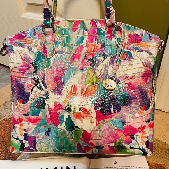 👜NWT!! HARD TO FIND DESIGN! Gorgeous Brahmin Large Duxbury Satchel in Daylily! - Picture 11 of 16
